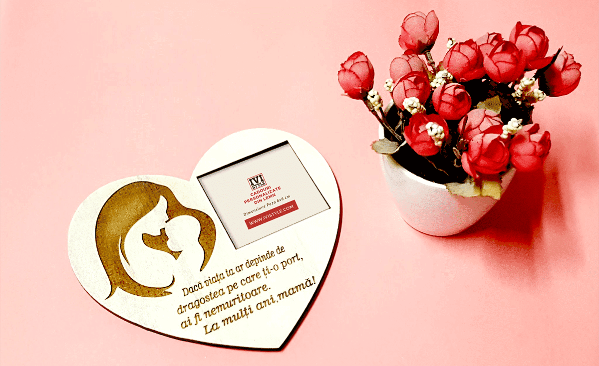 Magnet Lemn Gravat Cu Mesaj Personalizat Pentru Mama Ivi Style
