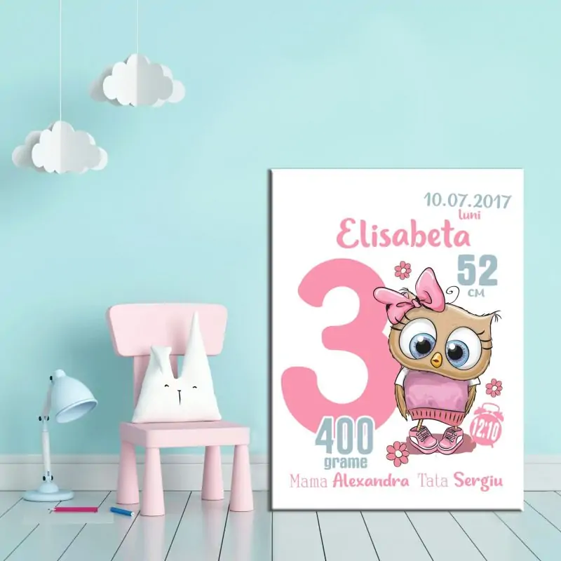 Tablou Canvas Personalizat Bufnita Elisabeta