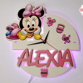 Ceas Personalizat Minnie Mouse cu Iluminare LED 2
