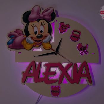 Ceas Personalizat Minnie Mouse cu Iluminare LED