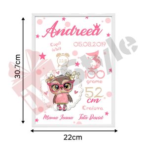 tablou-personalizat-pentru-copii-bufnita-a4