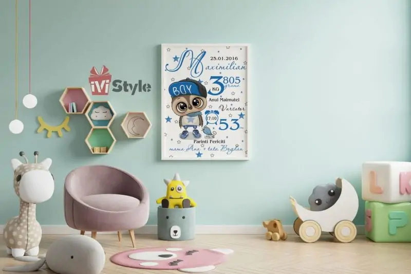 Tablou Personalizat Pentru Copii Bufnita Albastra