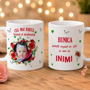 Cana Personalizata Bunica si Strabunica cu Flori 01