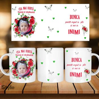 Cana Personalizata bunica si strabunica cu flori 01