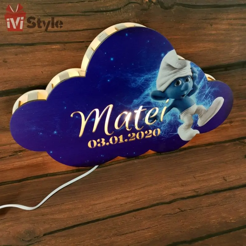 lampa de veghe personalizata norisor strumfi