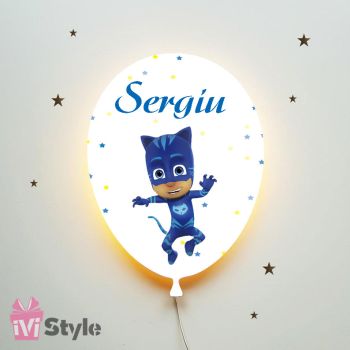 Lampa Personalizata LED Balon Eroi In Pijama Pisoi Sergiu