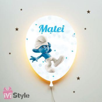 Lampa Personalizata LED Balon Strumfi Matei