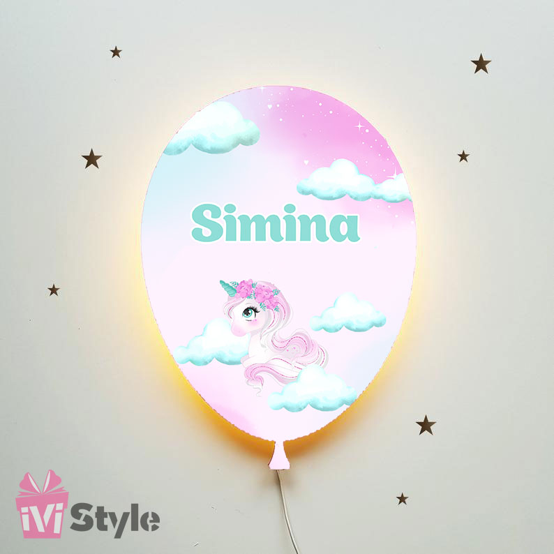 Lampa Personalizata LED Balon Unicorn Simina
