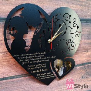 Ceas Pentru Nasi Inima cu Poza Gravat Personalizat