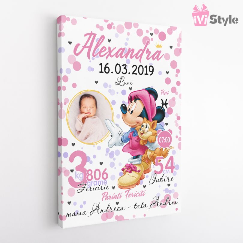 Tablou Personalizat Canvas Minnie Pentru Fetite Alexandra v2
