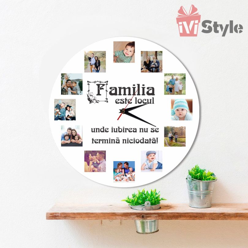 Ceas personalizat cu poze familia este locul