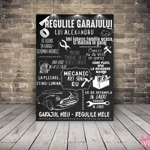 Tablou Placuta Personalizata Regulile Garajului 01