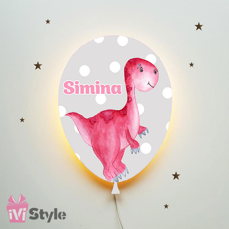 Lampa Personalizata LED Balon Dinozaur Rosu 01