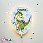 Lampa Personalizata LED Balon Dinozaur Verde 01