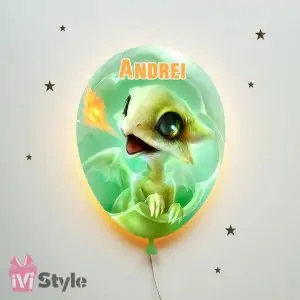 Lampa Personalizata LED Balon Dragon Baby Verde