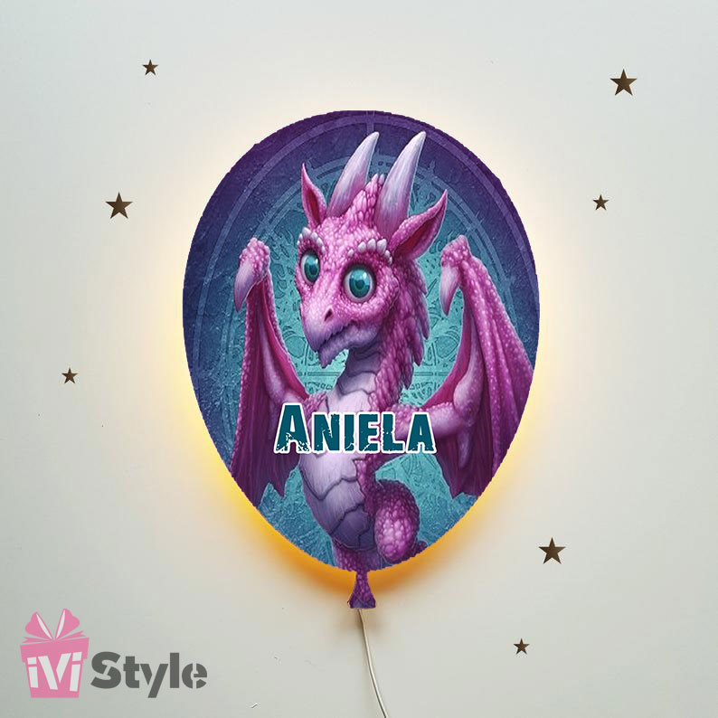 Lampa Personalizata LED Balon Dragon Mov
