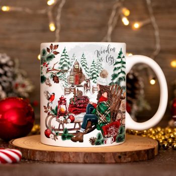 Cana Personalizata de Craciun Wooden and Cozy