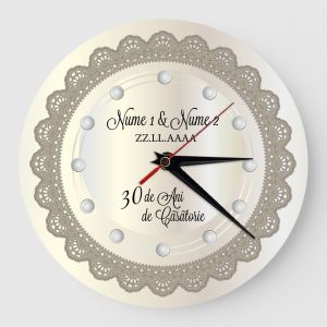 Ceas Aniversare 30 Ani de Casatorie Perle Personalizat 01