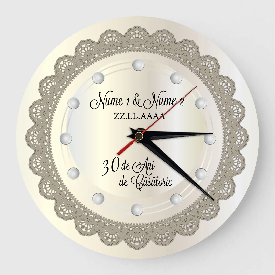 Ceas Aniversare 30 Ani de Casatorie Perle Personalizat 01