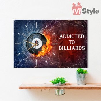 Ceas de Perete Biliard Ball in Fire Lemn Personalizat