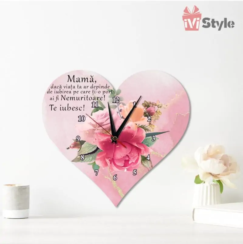 Ceas Inima cu Flori Pentru Mama 02