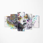 Set Tablou Multicanvas Premium 5 piese - Lady mosaic