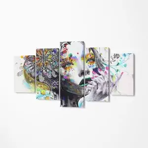 Set Tablou Multicanvas Premium 5 piese - Lady mosaic