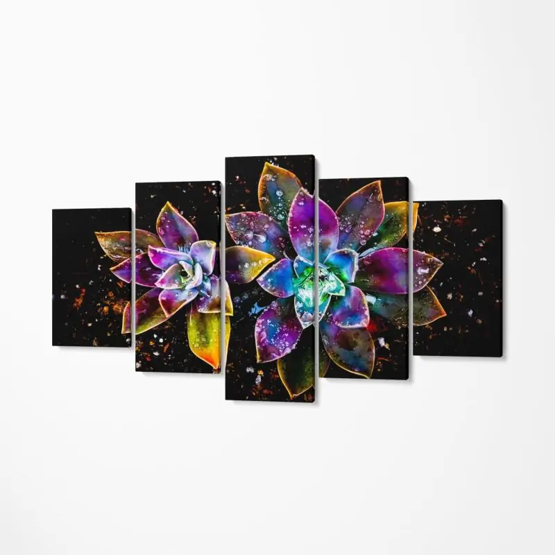 Set Tablou Multicanvas Premium Decor 5 piese Colorful Flower