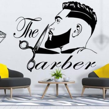 Sticker Autocolant Gentleman Barber Shop Salon Frizerie 03