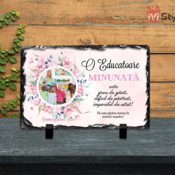 Piatra naturala personalizata educatoare minunata roz
