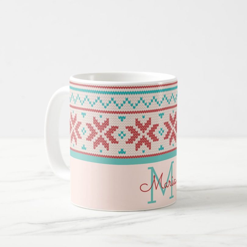Cana Personalizata cu nume model Craciun monograma