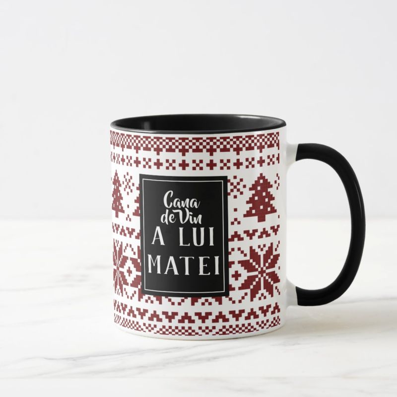 Cana Personalizata cu text Model Craciun vin matei
