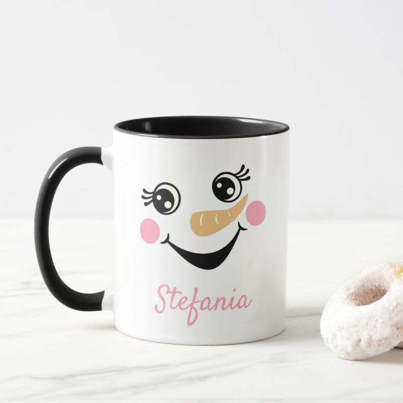 Cana cu nume Craciun Om de zapada vesel neagra