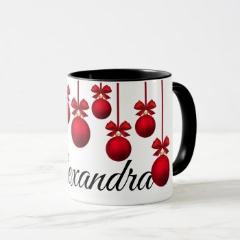 Cana personalizata cu nume globuri craciun neagra