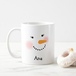 Cana personalizata cu nume pentru ea snowman alba