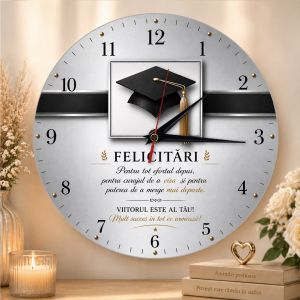 Ceas Personalizat Absolvire Gri cu Toca