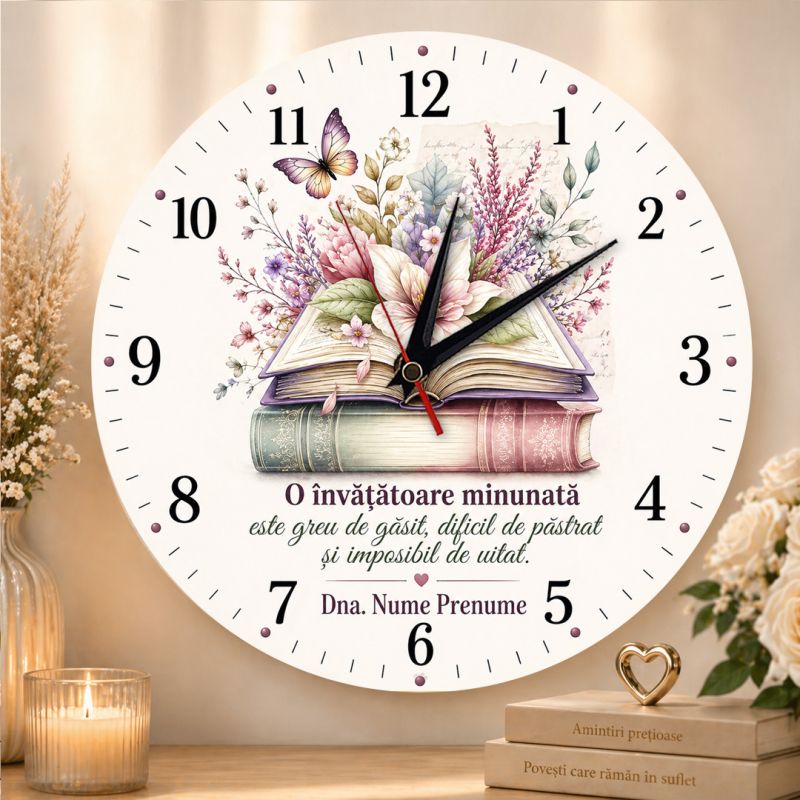Ceas cadou invatatoare carte cu fluturi 2026
