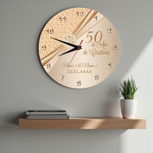Ceas Cadou aniversare 50 ani casatorie nunta de aur rotund cadou