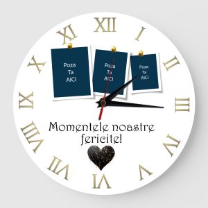 Ceas Personalizat cu 3 poze Momentele noastre fericite