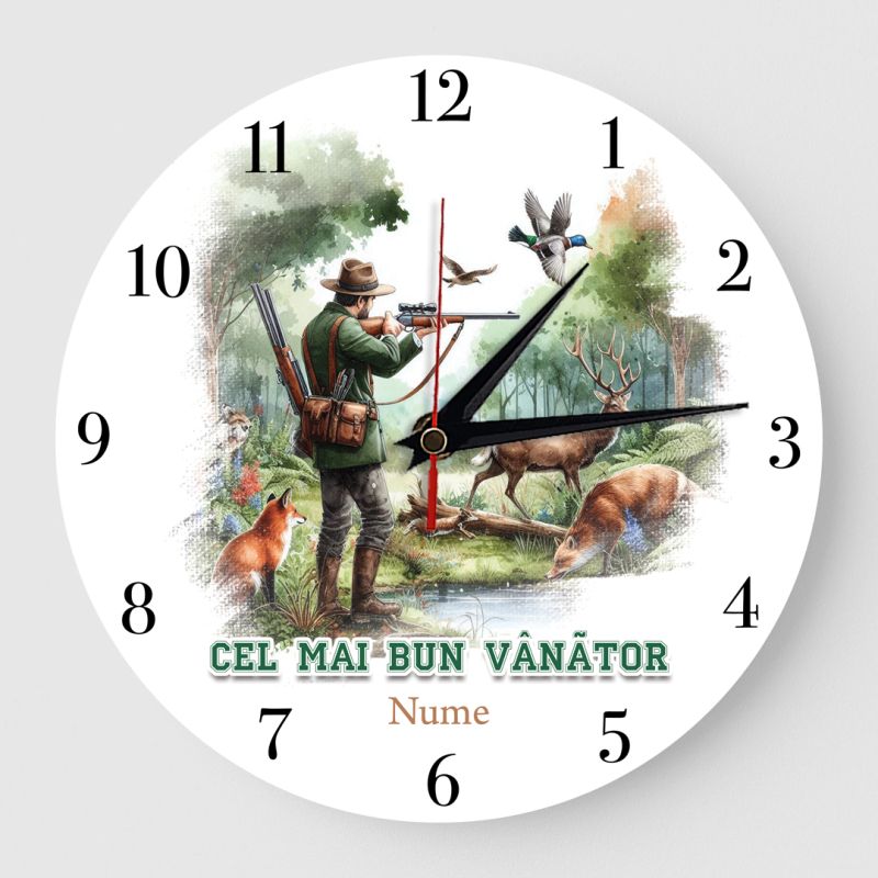Ceas Cadou Vanator in padure Vulpi Cerbi Rata