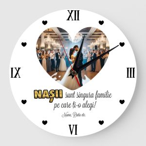 Ceas Personalizat cadou pentru nasi poza inima