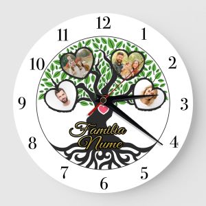 Ceas Personalizat cu 4 poze copacul vietii verde