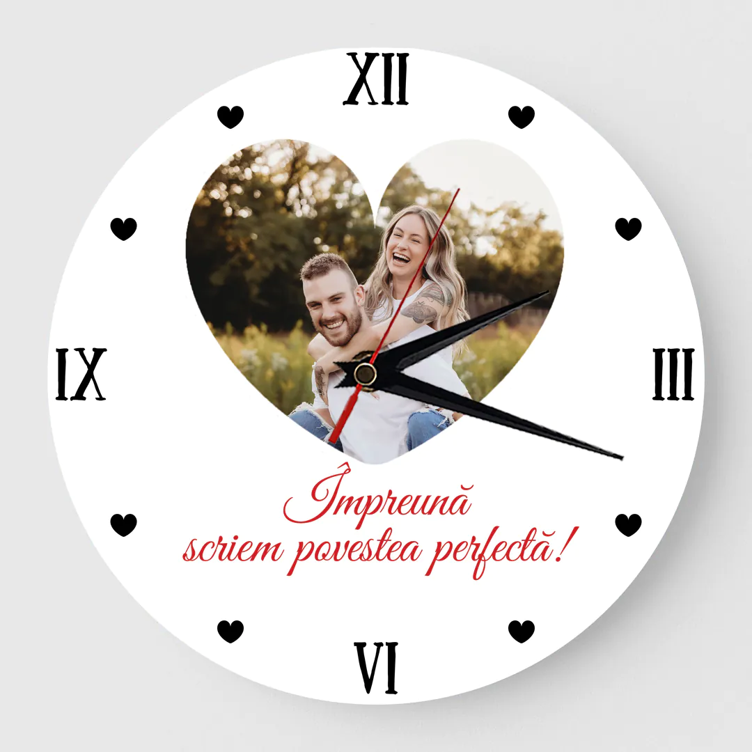 Ceas Personalizat cu Poza Inima Scriem Povestea