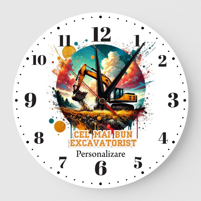 Ceas personalizat cel mai bun excavatorist 01 Ceas Personalizat cadou excavatorist 01
