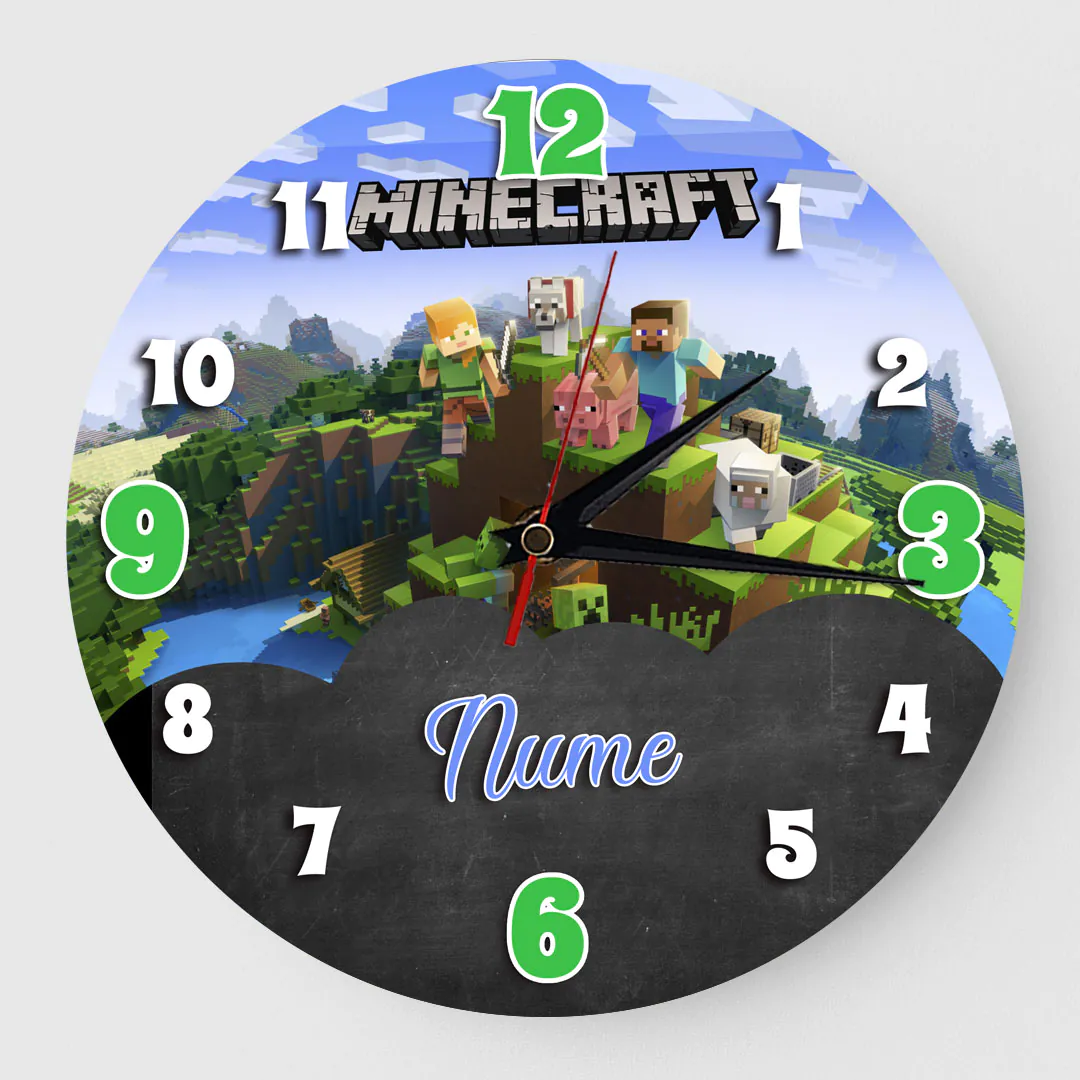 Ceas Personalizat cu nume Minecraft 01