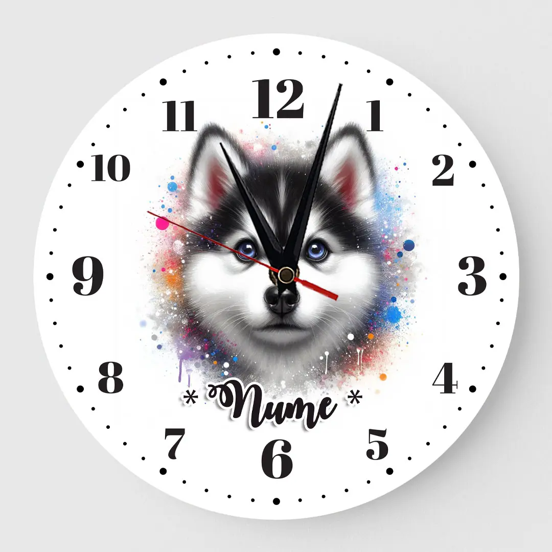 Ceas personalizat caine husky 01