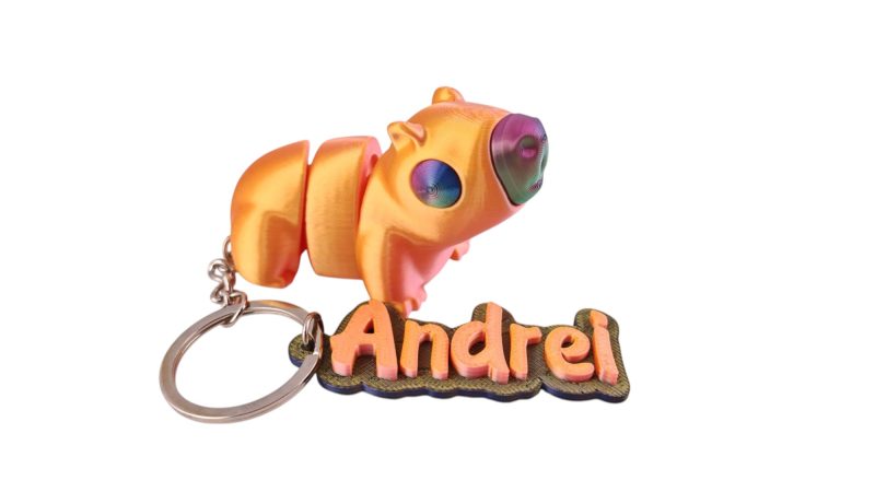 Breloc Capybara cu Nume – Imprimat 3D Articulat