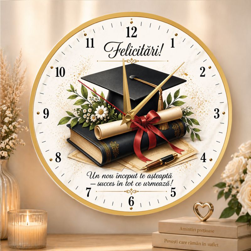 Ceas de perete personalizat absolvire – cadou pentru absolvent 2026 Ceas de perete personalizat absolvire – cadou pentru absolvent 2026