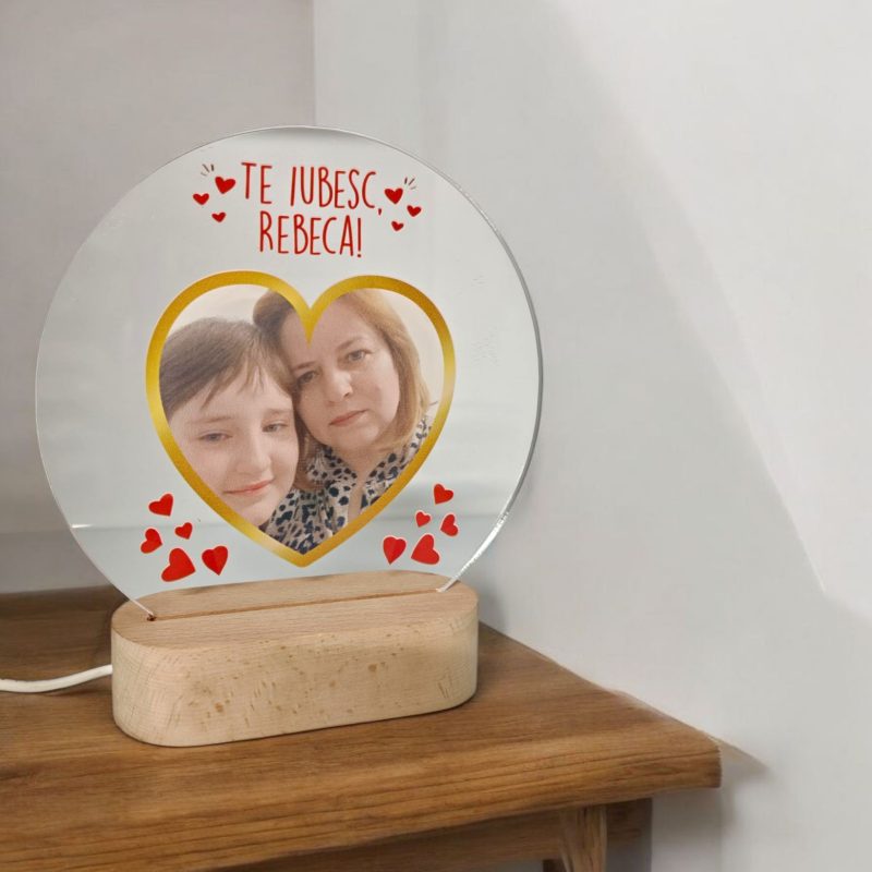 Lampa personalizata LED Inima cu Poza