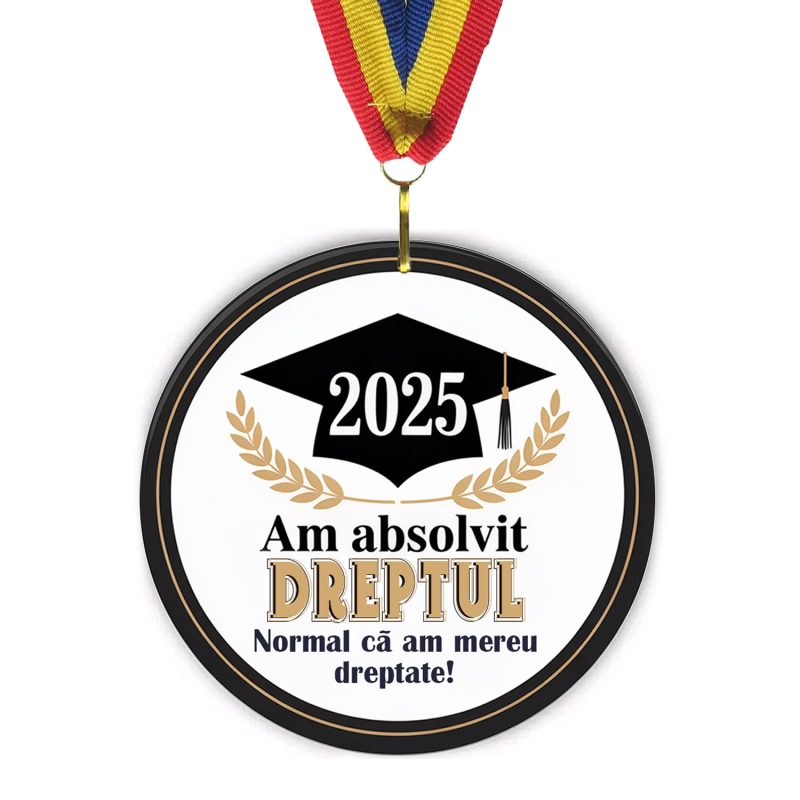Medalie Absolvent Drept amuzant – Acrilic – 7 cm